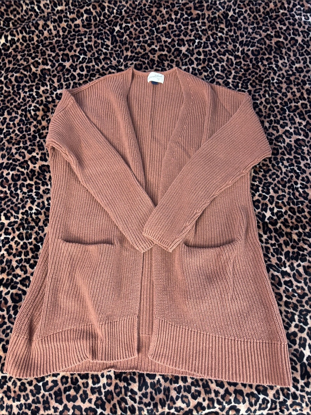Universal Thread Ribbed Open Front Cardigan in Brown Size Medium Like New
